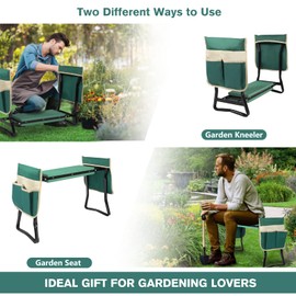 Uten Garden Kneeler Seat with Handles Portable Folding Gardening Stool Kneeling Stool Pad with 2 Bag
