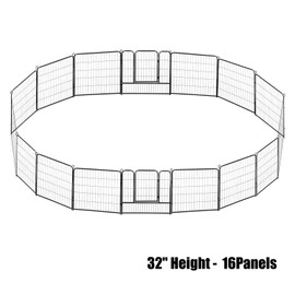 smileracing Metal Dog Playpen Pet Dog Fence, Metal Dog Pen Outdoor Exercise Pen with Doors Outdoor, for Large/Medium/Small Dogs (16 Panels - 32 Inch)
