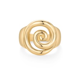 PAVOI 14K Yellow Gold Plated Chunky Spiral Swirl Ring for Women | Statement Trendy Jewelry| Size 6, Yellow Gold, No Gemstone