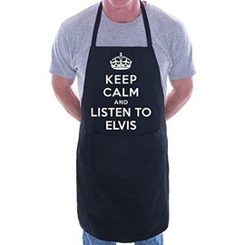 Print4U Keep Calm And Listen To Elvis BBQ Cooking Funny Novelty Apron Black