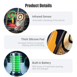 Wokyo Wireless Car Charger Mount, 66W Fast Magnetic Charging and 360° Rotatable, Intelligent Air Vent Car Phone Holder, Auto-Clamping Mount Wireless Charging Compatible Most Smartphones (Black)