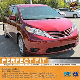 WEELMOTO Headlights for 2011-2020 Toyota Sienna, Headlights Assembly Replacement for 11-20 Toyota Sienna Chrome Housing Amber Reflector Left+Right