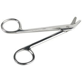 Medline Angled Wire Cutter Scissors, Nonsterile, Single-Use, Serrated, 4.5 Inches, Stainless Steel, Floor Grade, Box of 12 Each