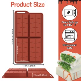 Chocolate Bar Mold Deep, Dubai chocolate bar kit,Silicone Large Thick Chocolate Bar Molds Dubai Pistachio,Candy Bar Mold 2PCS