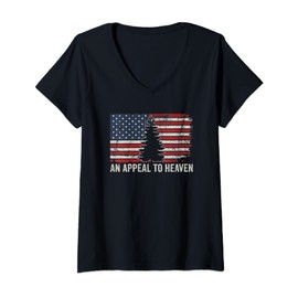 Womens An Appeal To Heaven - American Flag USA Revolution Pine Tree V-Neck T-Shirt