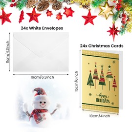 Containlol 24 Pieces Christmas Cards Sets with Envelopes Assorted Holiday Cards with 24 Pieces Envelopes for Winter Holiday Greeting Xmas New Year(Muti Designs)