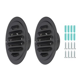 PATIKIL 3 Inch Round Air Vents, 2 Pcs Outlet Vents Cover Bulk Cover 304 Stainless Steel Louver Grille Cover Ducting Air Ventilation Wall Vent Cover for Ceiling Mount Bathroom Vent, Black