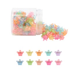 GTTUKK 100Pcs Multicolor Transparent Mini Hair Clips,Tiny Claw Cute Jaw Clips, Hair Pins, Barrettes, Hair Accessories For Women Teens (Crown)