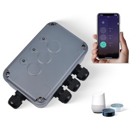 NineLeaf Triple Outdoor Switch Box, Upgraded Smart Heavy Duty IP66 Waterproof Box, WiFi Light Timer for Outdoors, Compatible with Tuya/Smart Life, Cable Gland Included, 110V-240V