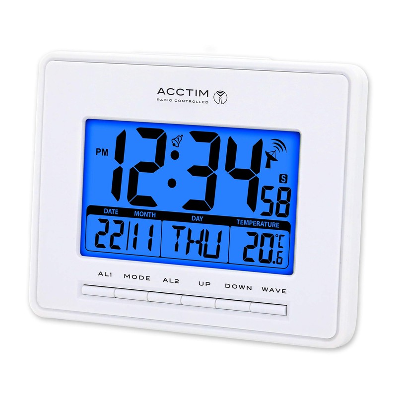 Acctim Infinity 71952 Radio Controlled LCD Alarm Clock in White