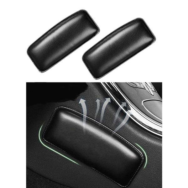 2 Pcs Automotive Black Soft Leather Center Console Knee Pad