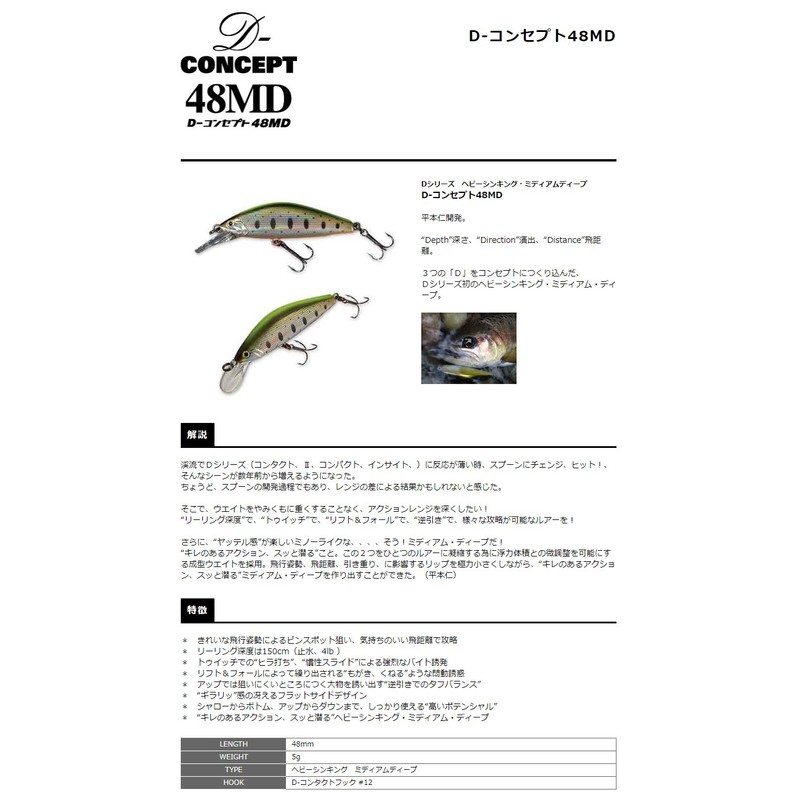 SMITH LTD Minnow D-Concept 48MD 48mm 5g Lime Chart #08
