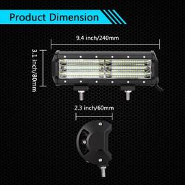 Willpower 9 inch 270W 3 Row LED Light Bar Work Light Flood Beam for Jeep Trucks Tractor 4X4 Boat Off Road Auto Fog Driving Lamp 12V 24V Waterproof IP67