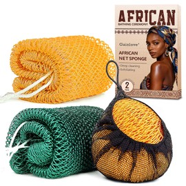 Paquete de 2 esponjas exfoliantes de red africana para baño, para uso diario.