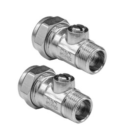 NPH 15mm Male End Flat Faced Isolation Service Valve - 15mm x 3/8" Pack of 2