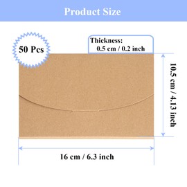 Pack of 50 Vintage Kraft Paper Envelopes, Vintage Mini, Letter Envelopes Without Window, Brown Letter Case, Thickened Envelopes, Organisation for Greeting Cards, Birthday Cards, 16 x 10.5 cm (Brown)
