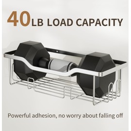 THKVESN Shower Caddy Hanging Bathroom Organizer - Over Head Shower Rack for Tall Showerhead - Extra Large Storage Bath Shelf for Big Shampoo Bottles with Soap Holder and Toothbrush Holder, Sliver