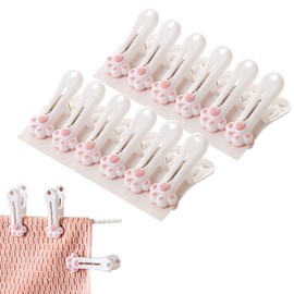 ZHEJIA Clothespins (Set of 12), Non-Slip Clips, Laundry Clothespins, Strong, No Traces, Anti-Slip, Folding Scissors, Windproof Type, Laundry Supplies, Non-Slip, Outdoor Drying Clothespins (Cat's Paw Pink)