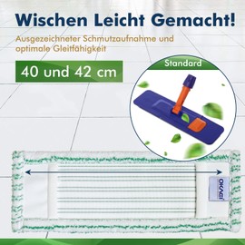 Okaei Pack of 2 Mop Cover (40 cm) – Premium Floor Mop Cover Made of 100% Microfibre – Cover Ideal for Thorough Cleaning of Smooth and Lightly Uneven Floors – Microfibre Mop Cover, Green