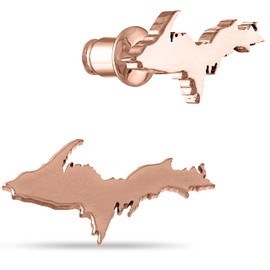 Stone Armory Upper Peninsula Gifts - Copper Plated Upper Peninsula Map Stud Earrings - Hypoallergenic Earrings for Women - Upper Peninsula Jewelry and Michigan Gifts