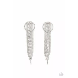 Paparazzi Earring - Dazzle by Default- Silver with White Rhinestones Glamour