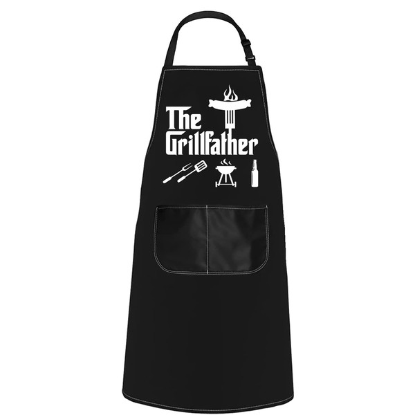 POFULL Funny Grill Gift for Dad The Grillfather Apron Barbecue