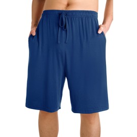 WiWi - Pantalones cortos de pijama de viscosa de bambú para hombre, ligeros, de punto suave, pantalones cortos para dormir, ropa de descanso con bolsillos, S-3X, A-blue Depth, Large