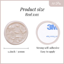 UNIQOOO Wax Seal Stickers - 3D Magnolia Wedding Invitation Envelope Botanical Seal Stickers, 50 Pcs Self- Adhesive Champagne Stickers, Perfect for Invitation, Christmas, Gift Wrapping, Party