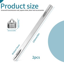 DHSWNNG Square spindle 8 mm x 150 mm, handle pin 8 mm with screw, galvanised door handle, spindle bar, square for handle set, door fitting, square pin, fixing pin for door handle, pack of 2
