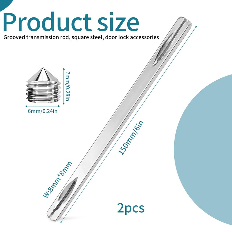 DHSWNNG Square spindle 8 mm x 150 mm, handle pin