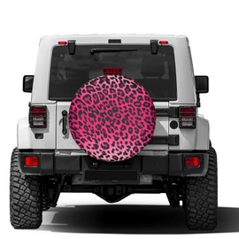Foruidea Pink Leopard Print Spare Tire Cover Dust-Proof Wheel Tire Cover Fit Trailer, RV, SUV and Many Vehicle 17inch