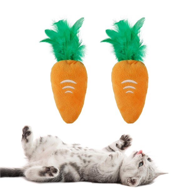 Andiker 2PCS Cat Chew Toys, Cute Carrot Shape Soft Cat