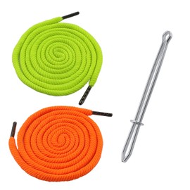 BOROLA 2Pcs 51 Inch Cotton Drawstring Cord Replacement Drawstrings for Sweatpants and Shorts, Universal Drawstring Hoodies, Premium Hoodie String Replacement, with Easy Metal Threader.(Orange+Green)