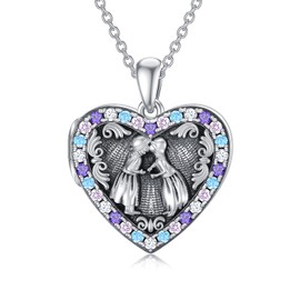 SLIACETE Sister Locket Necklace 925 Sterling Silver Heart Locket Necklace That Holds Photo Pictures Sister BFF Jewelry Friendship Gifts for Women Girls Best Friends