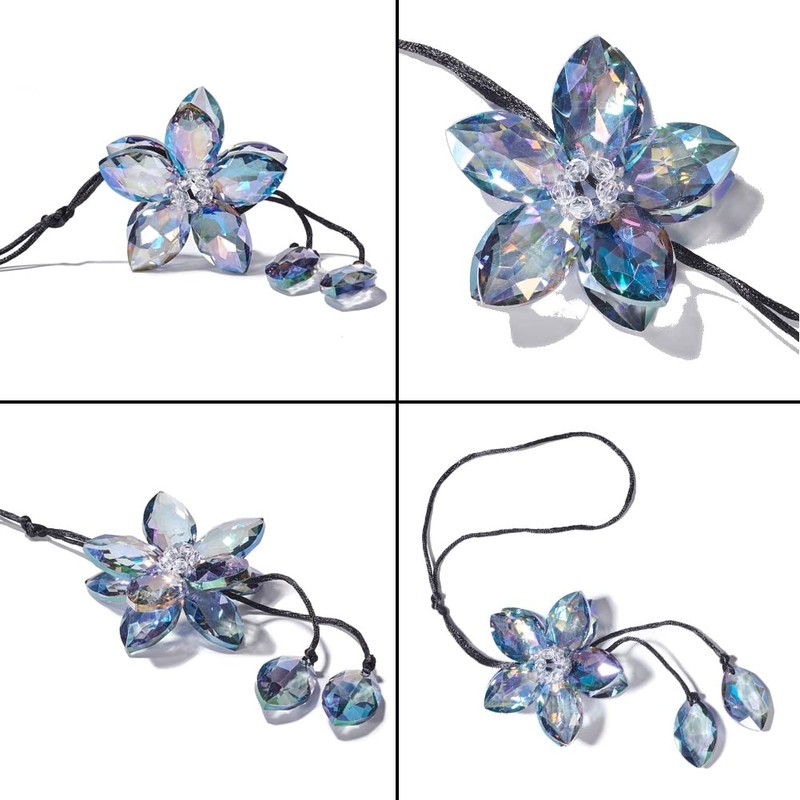 Crystal Flower Rear View Mirror Pendant Car Hanging Ornament Lucky
