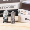 KYEYGWO Moss Agate Crystal Wand Tower, Polished Single-pointed Hexagonal Column