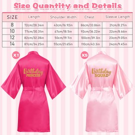 24 Pcs Girls' Spa Party Set, Includes 6 Robes, 6 Headbands, 6 Eye Masks, 6 Tote Bags (Pink and Rose Red, Size 10)