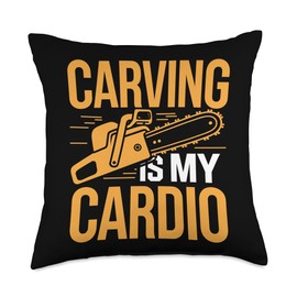 Chainsaw Carving Wood Sculpting Artisan Timber Art Throw Pillow