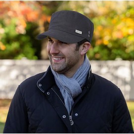 Initlove Cadet Army Cap Military Unisex Flat Top Hat for Men Women Grey