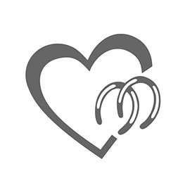 Heart with Horse Shoes (6" INCH, Silver)