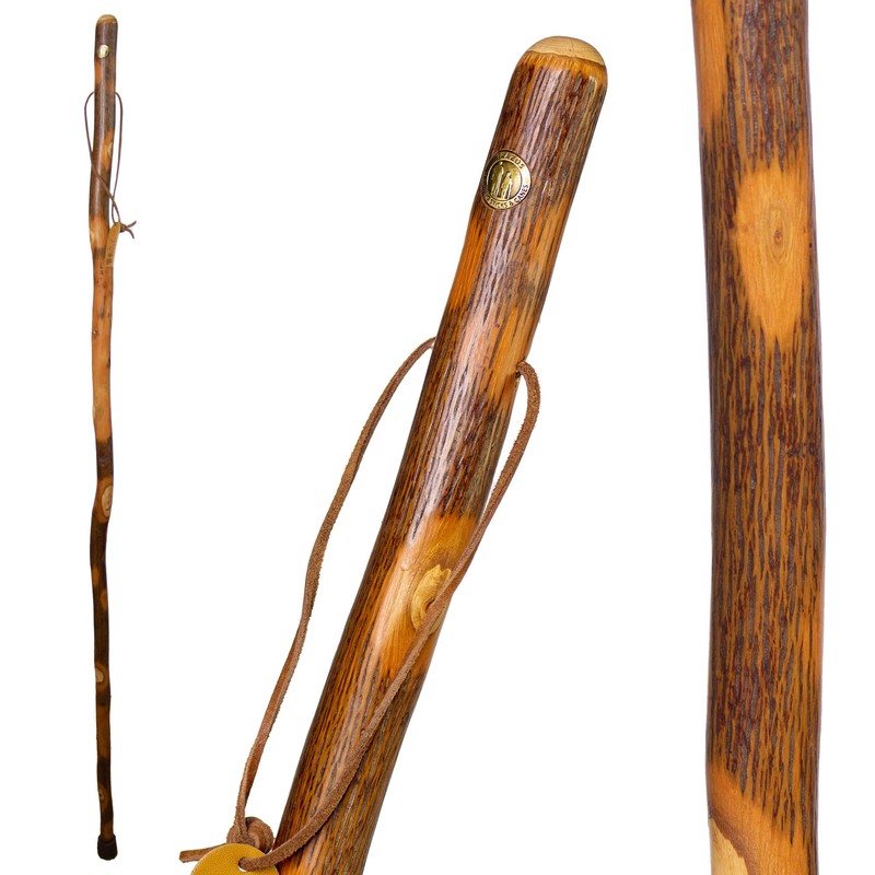 Brazos Rustic Wood Walking Stick, Hickory, Traditional Style Handle, for