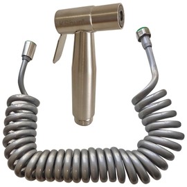 Compact 1/2” Garden Hose Washing Sprayer Gun Set 304 Stainless Steel Pressure Added Including Spiral Hose Pipe 4m Usable Length Telescopic Washing Balcony Floor Toilet Bathroom Bidet