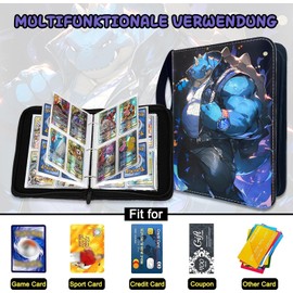 SABAN Sammelkarten Album 65 Seiten 520 Karten - Binder für Anime, Fußball, Magic, Ordner mit Reißverschluss & Abnehmbare, Tragbar Wasserdicht PU Leder - Für Kinder & Sammler