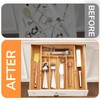 BAMEOS Bamboo Expandable Drawer Organizer, 5-7 Slots Kitchen Drawer Organizer,