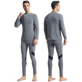 Runhit Thermal Underwear for Men Base Layer Long Underwear Cold Weather Fleece Lined Mens Long John Winter Pants and Shirts Thermal Set XL Grey