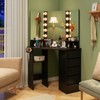 CHARMAID Corner Vanity Desk with Mirror and Lights, Black Makeup