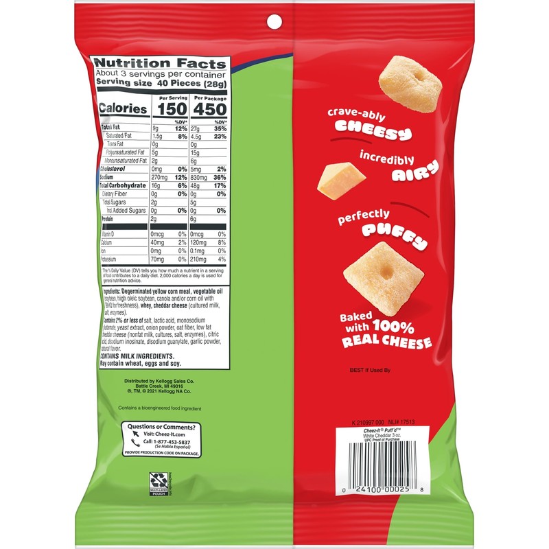 Cheez-It Puff'd White Cheddar 3oz 6ct