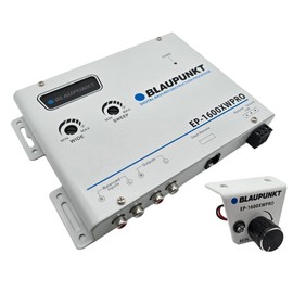 Blaupunkt EP1600XWPRO White Car Digital Bass Processor w/Remote, Parametric Bass Boost, Subsonic Filter, High Headroom PWM Power Supply, and Balanced Input Circuitry for Car Audio Systems