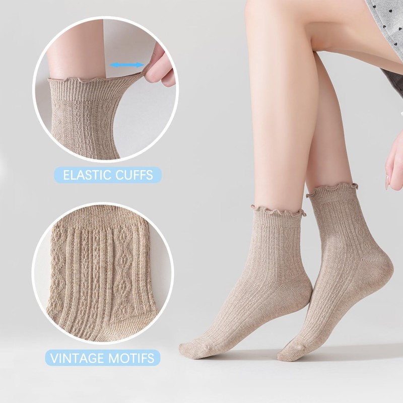 Mcool Mary Women's Ruffle Socks,Casual Ankle Breathable Cool Knit Cotton