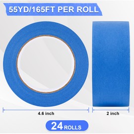 NEOACT 24 Rolls Blue Painters Tape 2 Inch Wide,55 Yards Multi-Surface Residue Free Masking Tape for Walls Painting,Packing,Labeling,DIY Crafts,24 Rolls X 2 Inch X 55 Yards(1320 Yards Total) | NEOACT